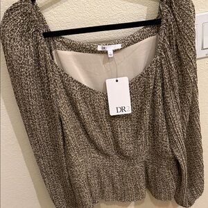 DR2 Women's Textured Brown and Cream Blouse